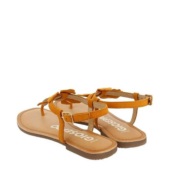 Gioseppo Sandalias Planas<Sandalias De Piel Naranja Con Adorno De Flores Para Mujer Velcan