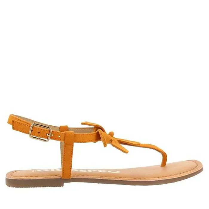 Gioseppo Sandalias Planas<Sandalias De Piel Naranja Con Adorno De Flores Para Mujer Velcan