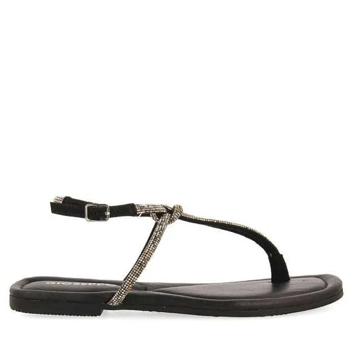 Gioseppo Sandalias Planas<Sandalias De Piel Negra Con Tiras Y Adornos Para Mujer Quemado