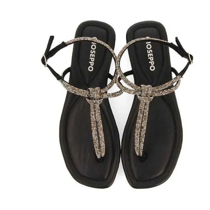 Gioseppo Sandalias Planas<Sandalias De Piel Negra Con Tiras Y Adornos Para Mujer Quemado