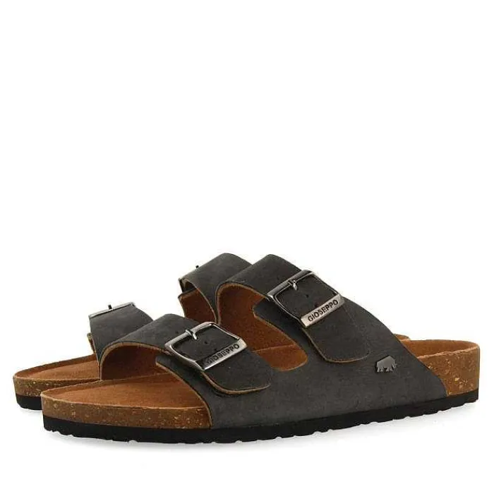 Gioseppo Chancletas<Sandalias De Piel Negra Con Suela Bio Para Hombre Vizzini
