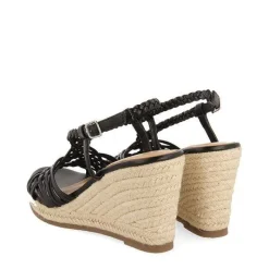 Gioseppo Sandalias Cuña<Sandalias De Piel Negra Con Tiras Y Cuña Alta De Yute Para Mujer Glide