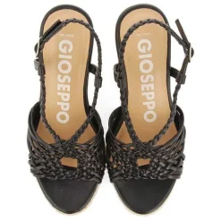 Gioseppo Sandalias Cuña<Sandalias De Piel Negra Con Tiras Y Cuña Alta De Yute Para Mujer Glide