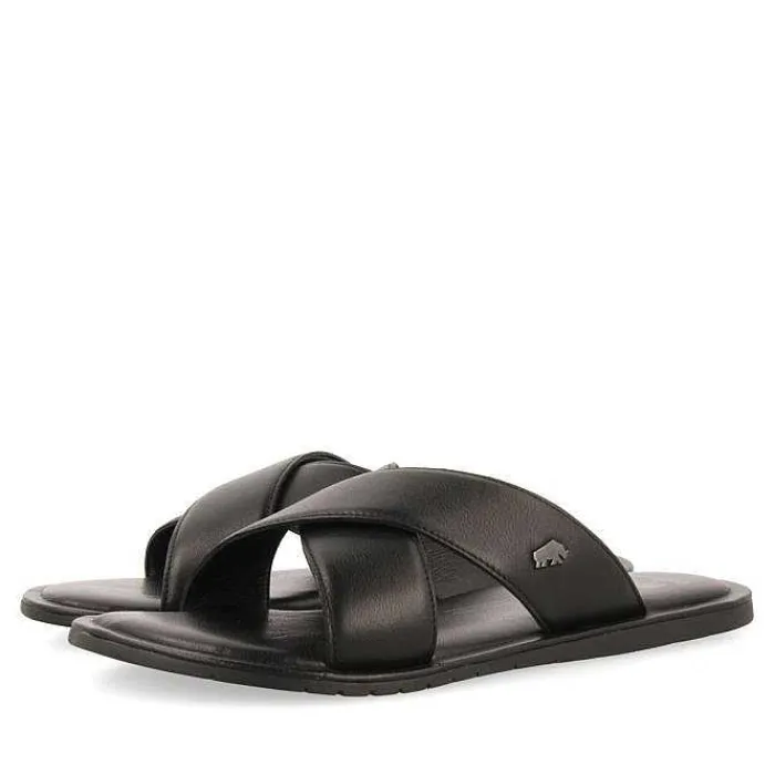 Gioseppo Chancletas<Sandalias De Piel Negra Con Tira Cruzada Para Hombre Orosh