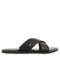 Gioseppo Chancletas<Sandalias De Piel Negra Con Tira Cruzada Para Hombre Orosh