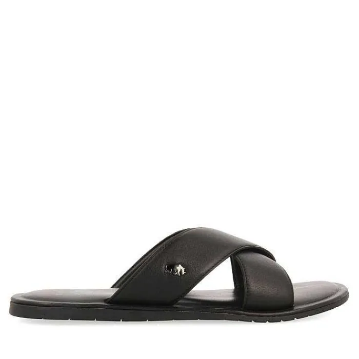 Gioseppo Chancletas<Sandalias De Piel Negra Con Tira Cruzada Para Hombre Orosh