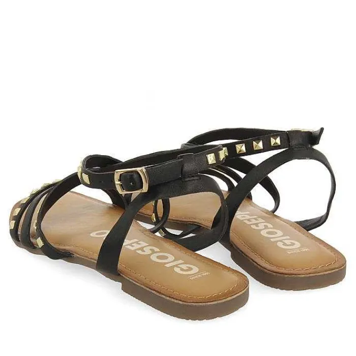 Gioseppo Sandalias Planas<Sandalias De Piel Negra Con Tachas Para Mujer Maizi