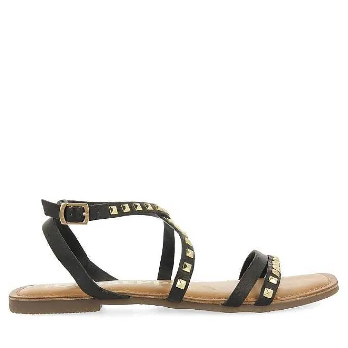 Gioseppo Sandalias Planas<Sandalias De Piel Negra Con Tachas Para Mujer Maizi