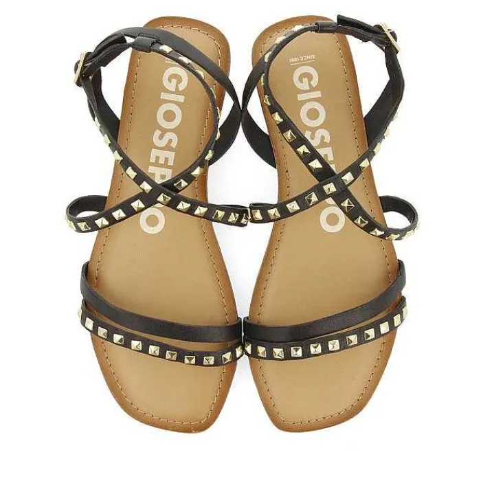 Gioseppo Sandalias Planas<Sandalias De Piel Negra Con Tachas Para Mujer Maizi