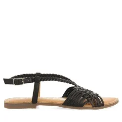 Gioseppo Sandalias Planas<Sandalias De Piel Negra Con Tirantes Cruzados Para Mujer Aidone