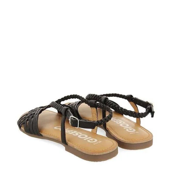 Gioseppo Sandalias Planas<Sandalias De Piel Negra Con Tirantes Cruzados Para Mujer Aidone