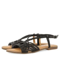 Gioseppo Sandalias Planas<Sandalias De Piel Negra Con Tirantes Cruzados Para Mujer Aidone