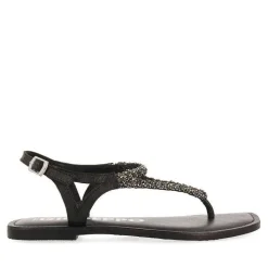 Gioseppo Sandalias Planas<Sandalias De Piel Negra Con Adornos Para Mujer Ustica