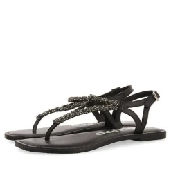 Gioseppo Sandalias Planas<Sandalias De Piel Negra Con Adornos Para Mujer Ustica