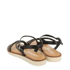 Gioseppo Sandalias Planas<Sandalias De Piel Negra Con Tiras Y Adornos Para Mujer Wallowa