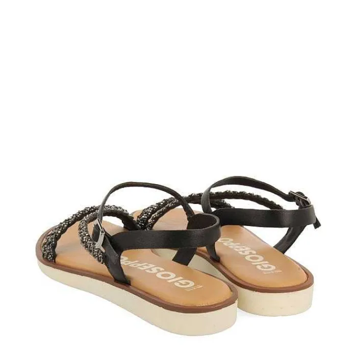 Gioseppo Sandalias Planas<Sandalias De Piel Negra Con Tiras Y Adornos Para Mujer Wallowa