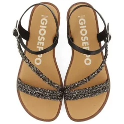 Gioseppo Sandalias Planas<Sandalias De Piel Negra Con Tiras Y Adornos Para Mujer Wallowa