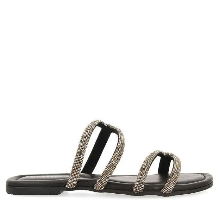 Gioseppo Sandalias Planas<Sandalias De Piel Negra Con Tiras Y Adornos Para Mujer Bonifay