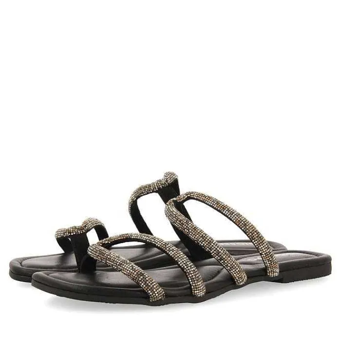 Gioseppo Sandalias Planas<Sandalias De Piel Negra Con Tiras Y Adornos Para Mujer Bonifay