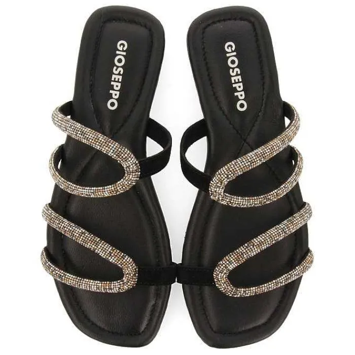 Gioseppo Sandalias Planas<Sandalias De Piel Negra Con Tiras Y Adornos Para Mujer Bonifay