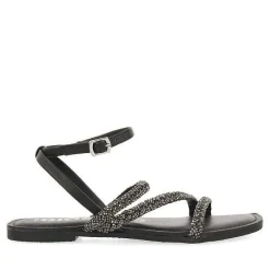 Gioseppo Sandalias Planas<Sandalias De Piel Negra Con Adornos Para Mujer Sorlingas