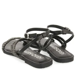 Gioseppo Sandalias Planas<Sandalias De Piel Negra Con Adornos Para Mujer Sorlingas