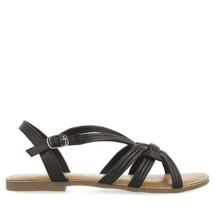 Gioseppo Sandalias Planas<Sandalias De Piel Negra Tiras Cruzadas Para Mujer Golaj