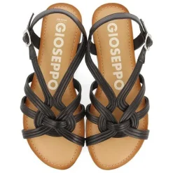 Gioseppo Sandalias Planas<Sandalias De Piel Negra Tiras Cruzadas Para Mujer Golaj