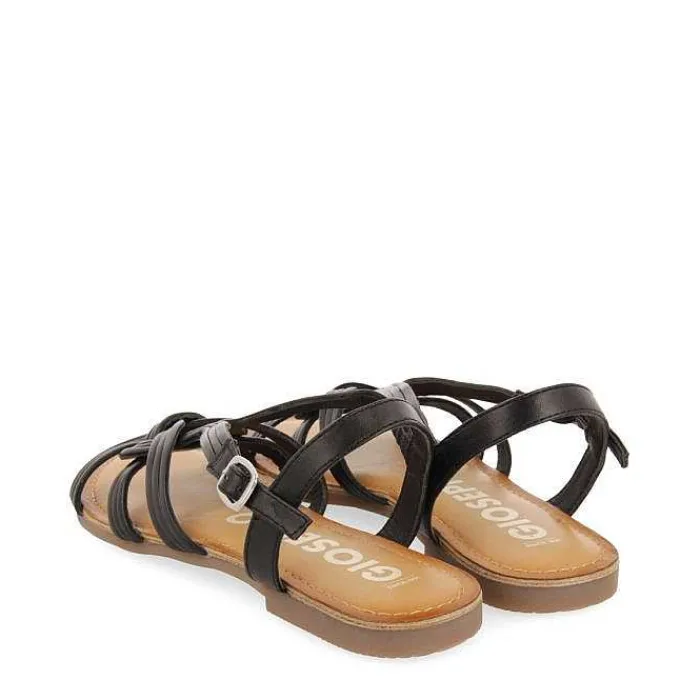 Gioseppo Sandalias Planas<Sandalias De Piel Negra Tiras Cruzadas Para Mujer Golaj