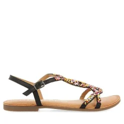Gioseppo Sandalias Planas<Sandalias De Piel Negras Con Piedras Multicolor Para Mujer Lure