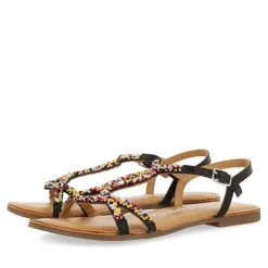 Gioseppo Sandalias Planas<Sandalias De Piel Negras Con Piedras Multicolor Para Mujer Lure