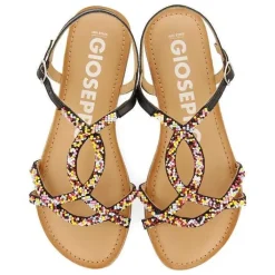 Gioseppo Sandalias Planas<Sandalias De Piel Negras Con Piedras Multicolor Para Mujer Lure