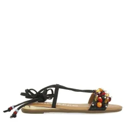 Gioseppo Sandalias Planas<Sandalias De Piel Negras Con Adornos Y Tiras Multicolor Para Mujer Klos