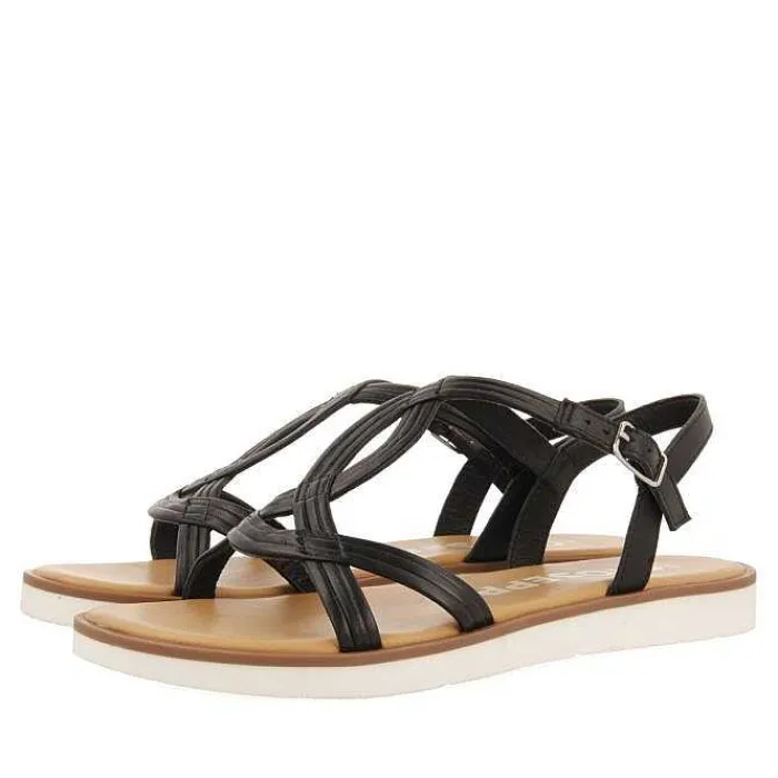 Gioseppo Sandalias Planas<Sandalias De Piel Negras Con Tirantes Para Mujer En Cornualles