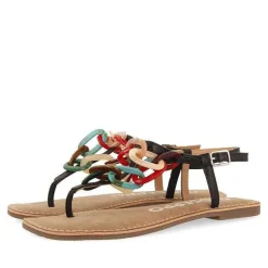 Gioseppo Sandalias Planas<Sandalias De Piel Negras Con Detalle De Enlaces Multicolor Para Mujer Medley