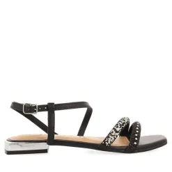 Gioseppo Sandalias Planas<Sandalias De Piel Negras Con Piedras Para Mujer Landkey