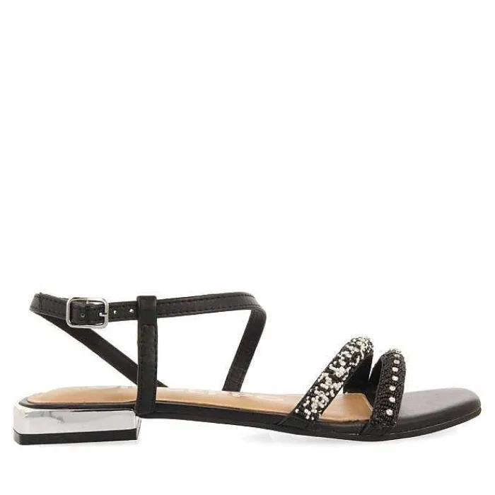 Gioseppo Sandalias Planas<Sandalias De Piel Negras Con Piedras Para Mujer Landkey