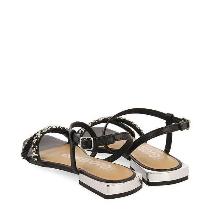 Gioseppo Sandalias Planas<Sandalias De Piel Negras Con Piedras Para Mujer Landkey