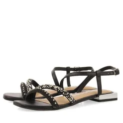 Gioseppo Sandalias Planas<Sandalias De Piel Negras Con Piedras Para Mujer Landkey