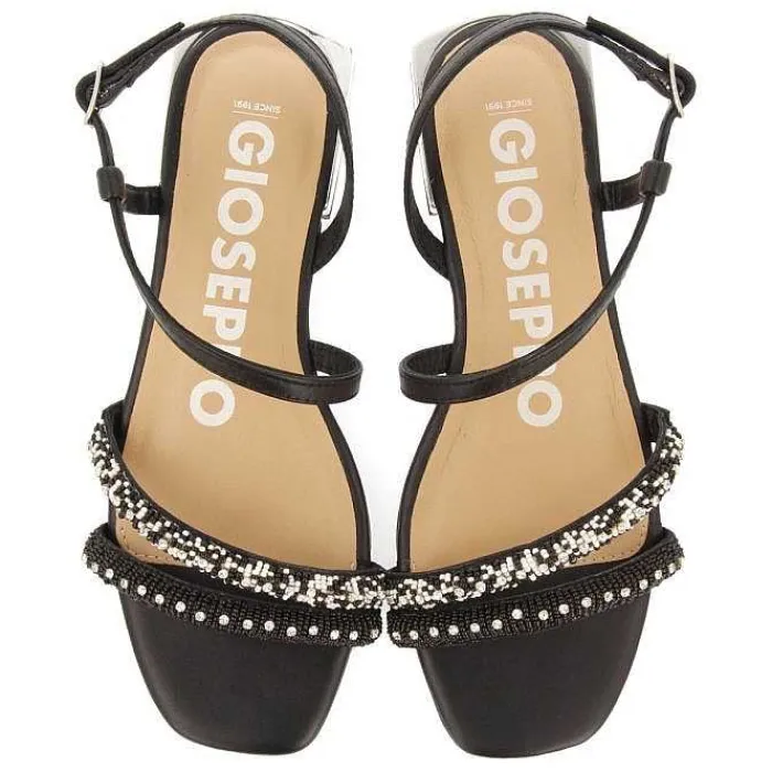 Gioseppo Sandalias Planas<Sandalias De Piel Negras Con Piedras Para Mujer Landkey
