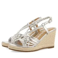 Gioseppo Sandalias Cuña<Sandalias De Piel Plata Con Tiras Y Cuña Alta De Yute Para Mujer Glide
