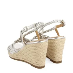Gioseppo Sandalias Cuña<Sandalias De Piel Plata Con Tiras Y Cuña Alta De Yute Para Mujer Glide