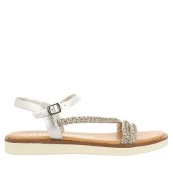 Gioseppo Sandalias Planas<Sandalias De Piel Plata Con Tirantes Joya Para Mujer Wallowa