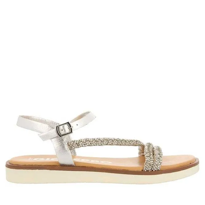 Gioseppo Sandalias Planas<Sandalias De Piel Plata Con Tirantes Joya Para Mujer Wallowa