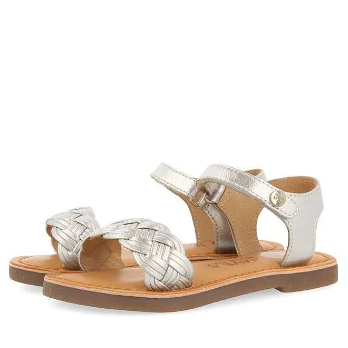 Gioseppo Niñas |Sandalias<Sandalias De Piel Plata Con Trenzado Y Cierre Ajustable Para Nina Y Nino Manastir