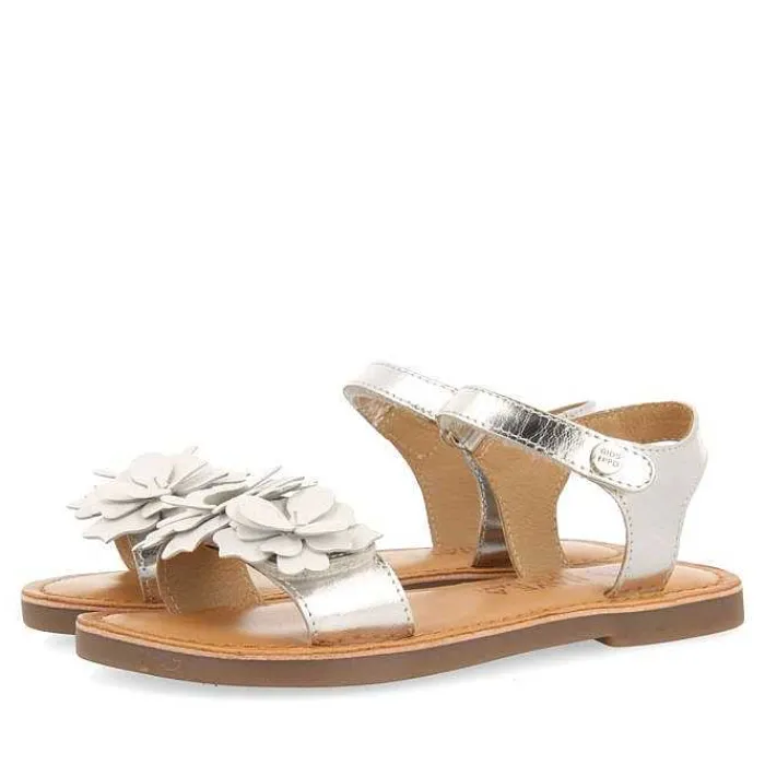 Gioseppo Niñas |Sandalias<Sandalias De Piel Plata Con Adornos De Flores Para Nina Y Nino Imotski
