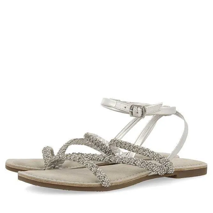 Gioseppo Sandalias Planas<Sandalias De Piel Plata Con Adornos Para Mujer Sorlingas