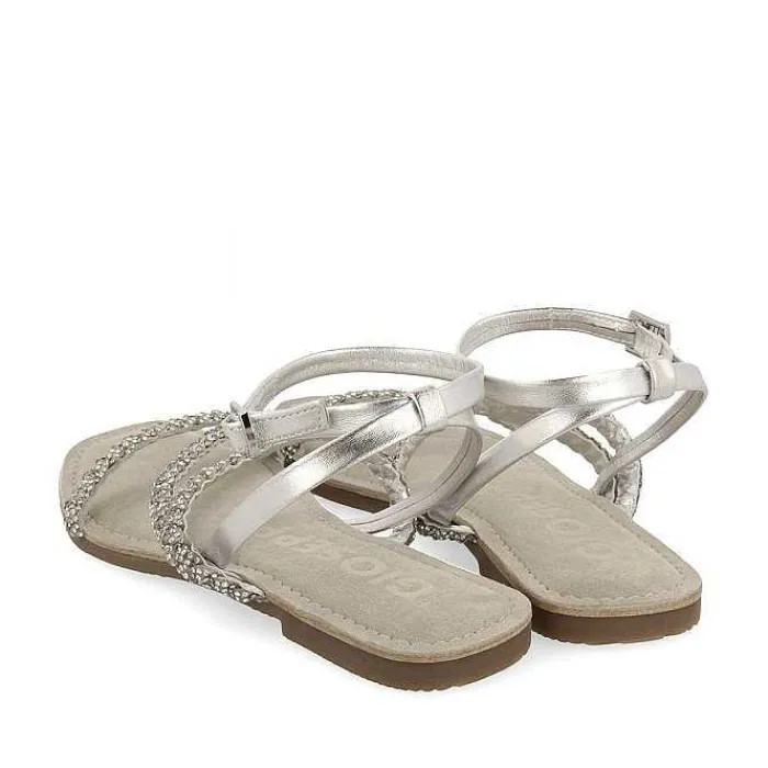 Gioseppo Sandalias Planas<Sandalias De Piel Plata Con Adornos Para Mujer Sorlingas
