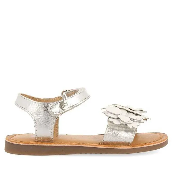 Gioseppo Niñas |Sandalias<Sandalias De Piel Plata Con Adornos De Flores Para Nina Y Nino Shegan