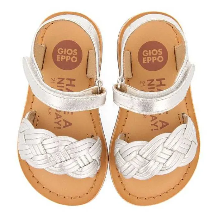 Gioseppo Bebe |Sandalias Bebe Nina<Sandalias De Piel Plata Con Trenzado Y Cierre Ajustable Para Bebe Flushe